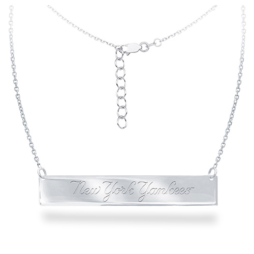 Sterling Silver New York Yankees Bar 18in Necklace
