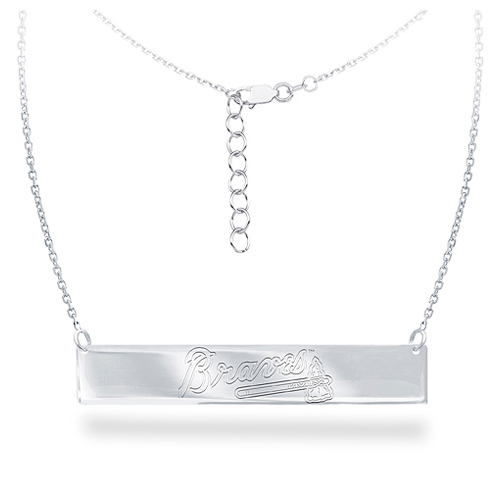 Sterling Silver Atlanta Braves Bar 18in Necklace