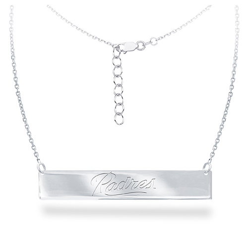 Sterling Silver San Diego Padres Bar 18in Necklace
