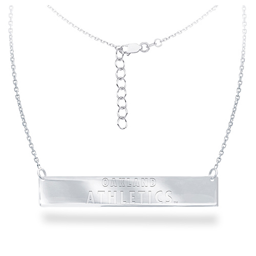 Sterling Silver Oakland Athletics Bar 18in Necklace