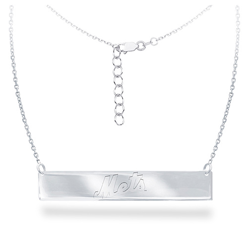 Sterling Silver New York Mets Bar 18in Necklace