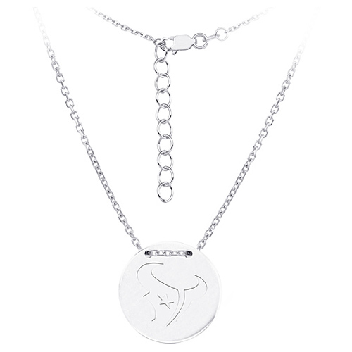 Sterling Silver Houston Texans Disc 18in Necklace