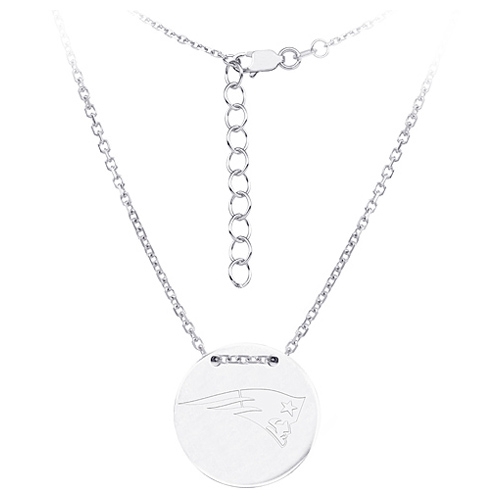 Sterling Silver New England Patriots Disc 18in Necklace