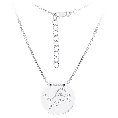 Sterling Silver Detroit Lions Disc 18in Necklace