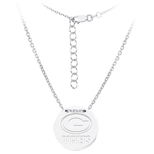 Sterling Silver Green Bay Packers Disc 18in Necklace