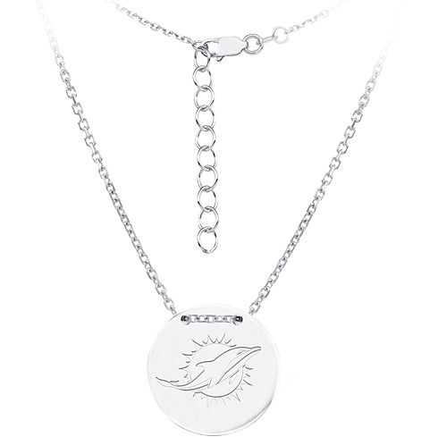 Sterling Silver Miami Dolphins Disc 18in Necklace