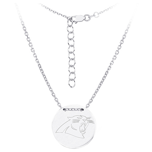 Sterling Silver Carolina Panthers Disc 18in Necklace