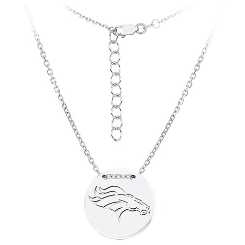 Sterling Silver Denver Broncos Disc 18in Necklace