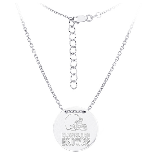 Sterling Silver Cleveland Browns Disc 18in Necklace
