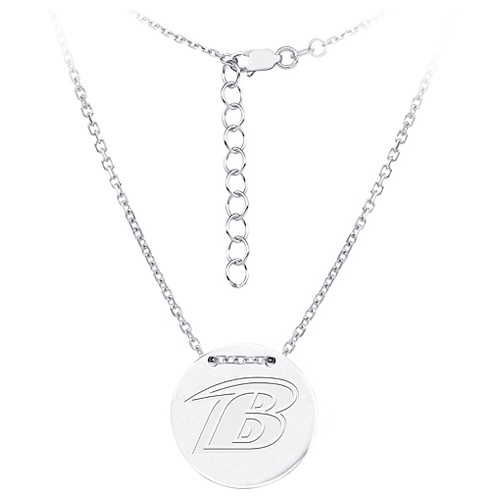 Sterling Silver Baltimore Ravens Disc 18in Necklace
