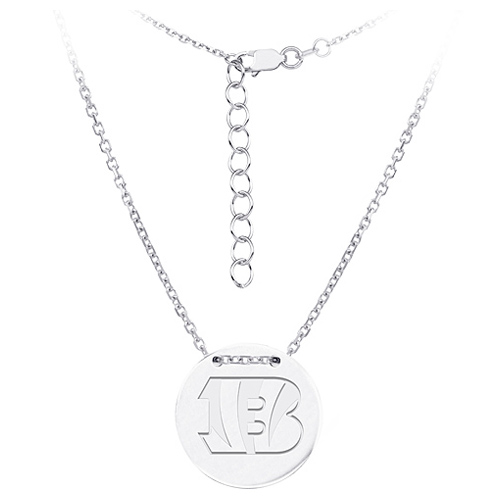 Sterling Silver Cincinnati Bengals Disc 18in Necklace