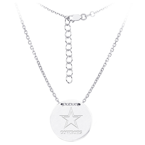 Sterling Silver Dallas Cowboys Disc 18in Necklace