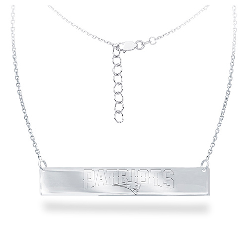 Sterling Silver New England Patriots Bar 18in Necklace