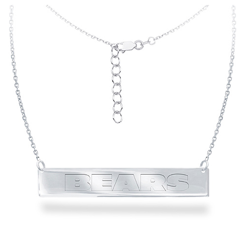 Sterling Silver Chicago Bears Bar 18in Necklace