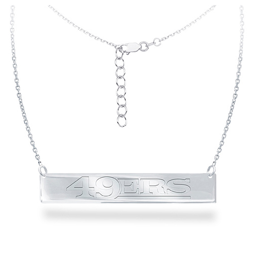 Sterling Silver San Francisco 49ers Bar 18in Necklace