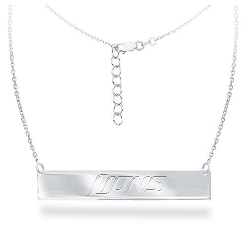 Sterling Silver Detroit Lions Bar 18in Necklace