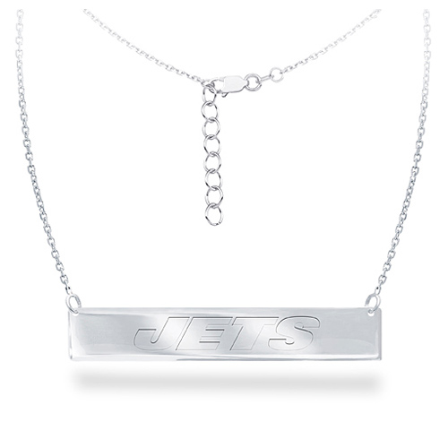 Sterling Silver New York Jets Bar 18in Necklace