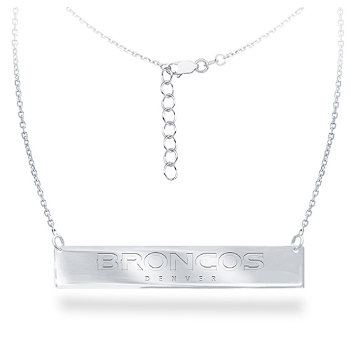 Sterling Silver Denver Broncos Bar 18in Necklace