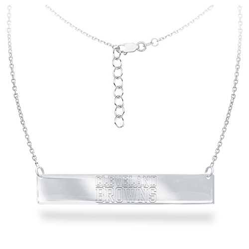 Sterling Silver Cleveland Browns Bar 18in Necklace