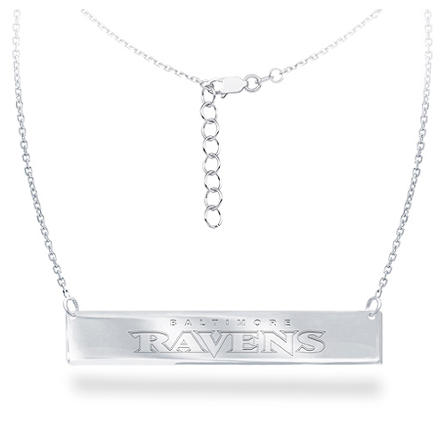 Sterling Silver Baltimore Ravens Bar 18in Necklace