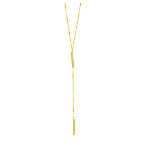 14kt Yellow Gold Lariat with Two Bars 18in Necklace