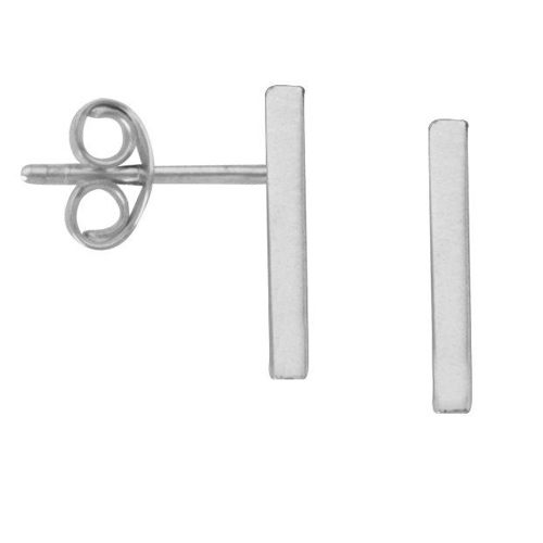 14k White Gold Tiny Slender Bar Earrings