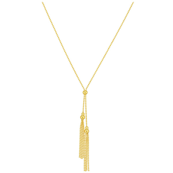 14kt Yellow Gold Double Beaded Tassel 18in Necklace