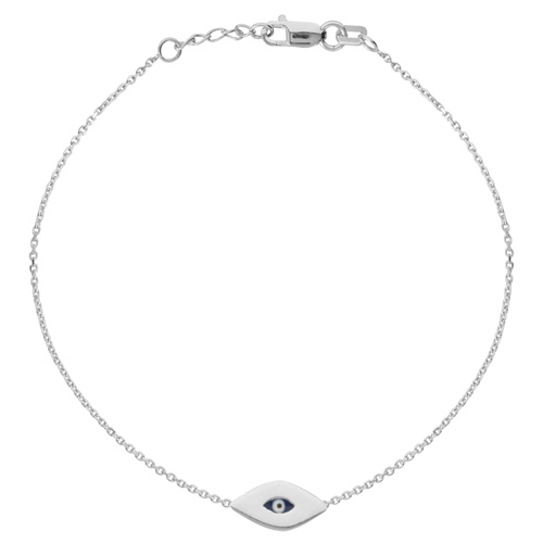 14k White Gold Mini Evil Eye Bracelet 7.5in
