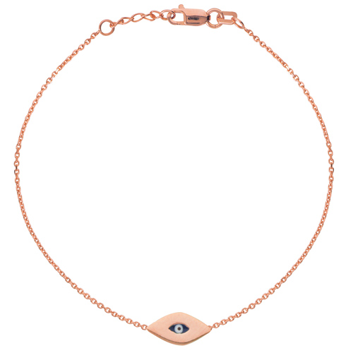 14k Rose Gold Mini Evil Eye Bracelet 7.5in