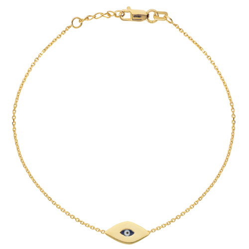 14k Yellow Gold Mini Evil Eye Bracelet 7.5in