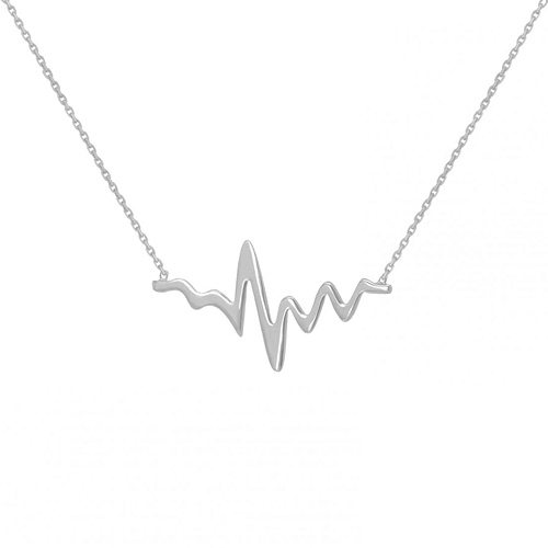 14kt White Gold Heartbeat 18in Necklace