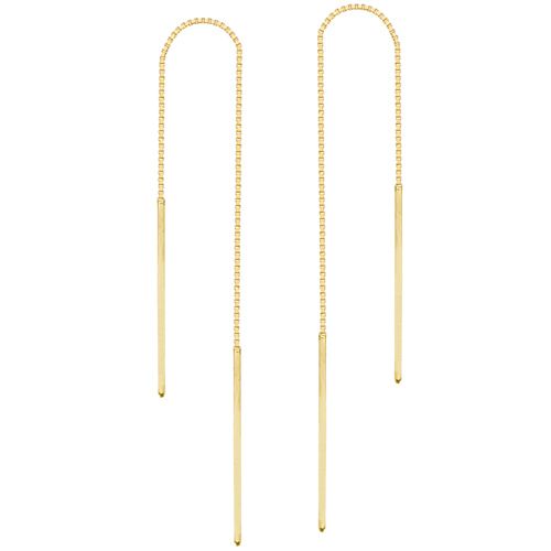 14kt Yellow Gold Slender Bar Threader Earrings