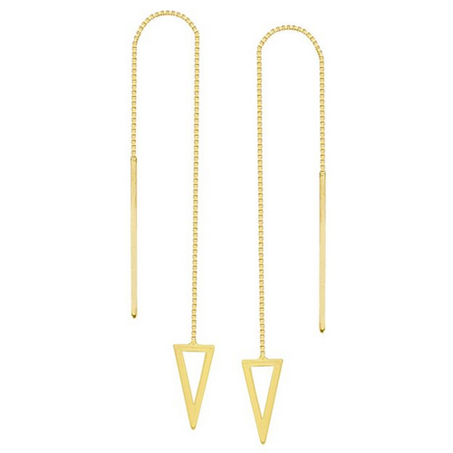 14kt Yellow Gold Open Triangle Threader Earrings