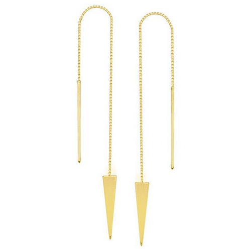 14kt Yellow Gold Threader Jagger Triangle Earrings