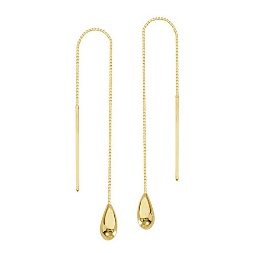 14kt Yellow Gold Threader Tear Drop Earrings