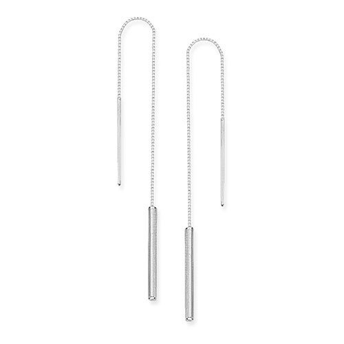 14k White Gold Tube Threader Earrings