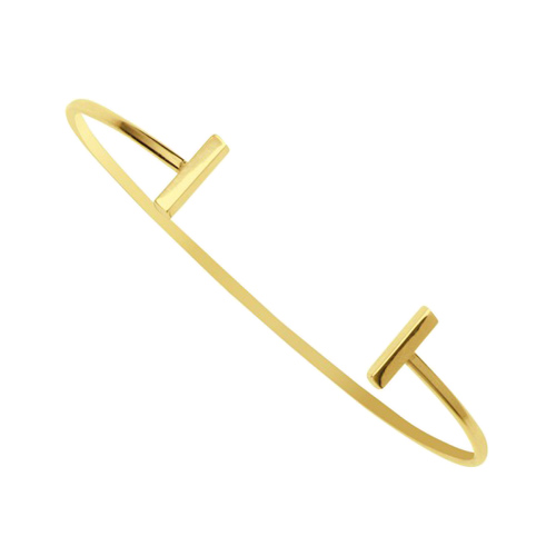 14kt Yellow Gold Staple Cuff Bangle