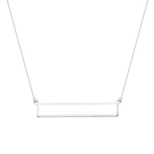 14k White Gold Open Bar Frame Necklace