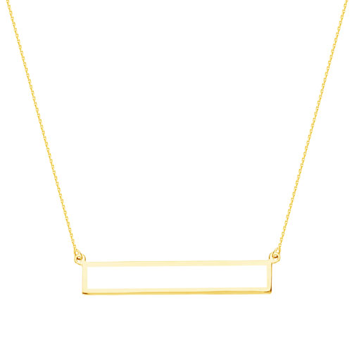 14k Yellow Gold Open Bar Frame Necklace