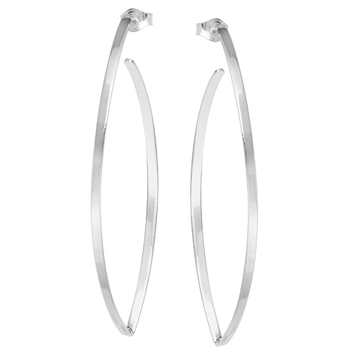 14k White Gold Hawley St Marquise Wire Hoop Earrings 2in