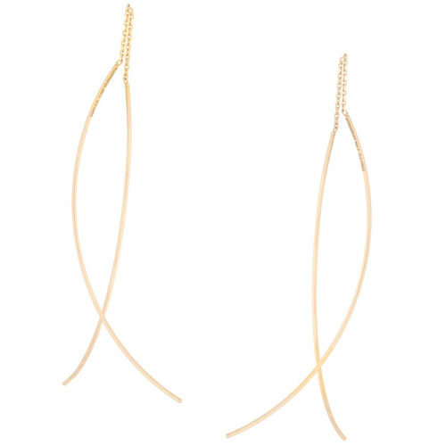 14k Yellow Gold Front to Back Curved Wire Earrings with Threaders