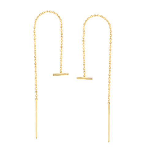 14kt Yellow Gold Mini Horizontal Bar Threader Earrings