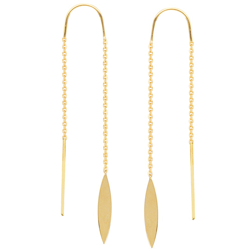 14kt Yellow Gold Pointed Oval Threader Earrings