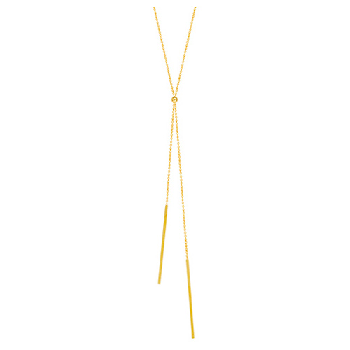14kt Yellow Gold Lariat with Dangling Bars 18in Necklace