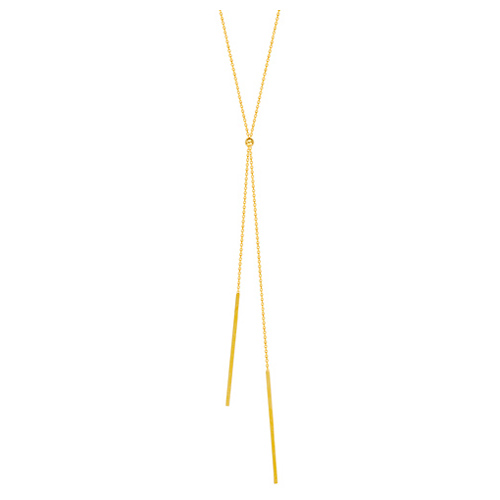14kt Yellow Gold Lariat with Dangling Bars 18in Necklace