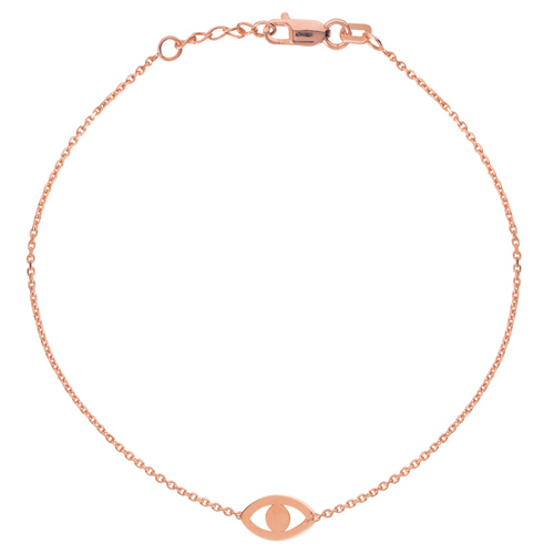 14k Rose Gold Cut-out Evil Eye Bracelet 7.5in