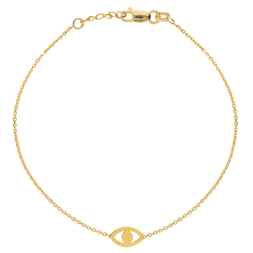 14k Yellow Gold Cut-out Evil Eye Bracelet 7.5in