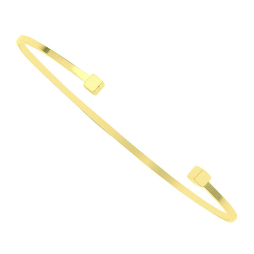 14k Yellow Gold Cube Cuff Bangle Bracelet