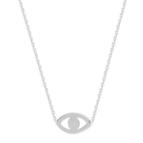 14k White Gold Cut-out Evil Eye Necklace
