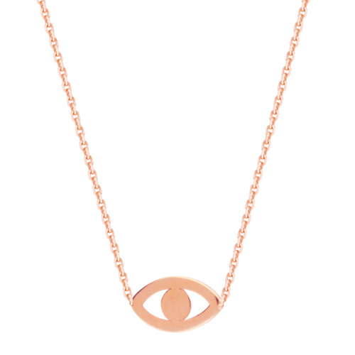 14k Rose Gold Cut-out Evil Eye Necklace